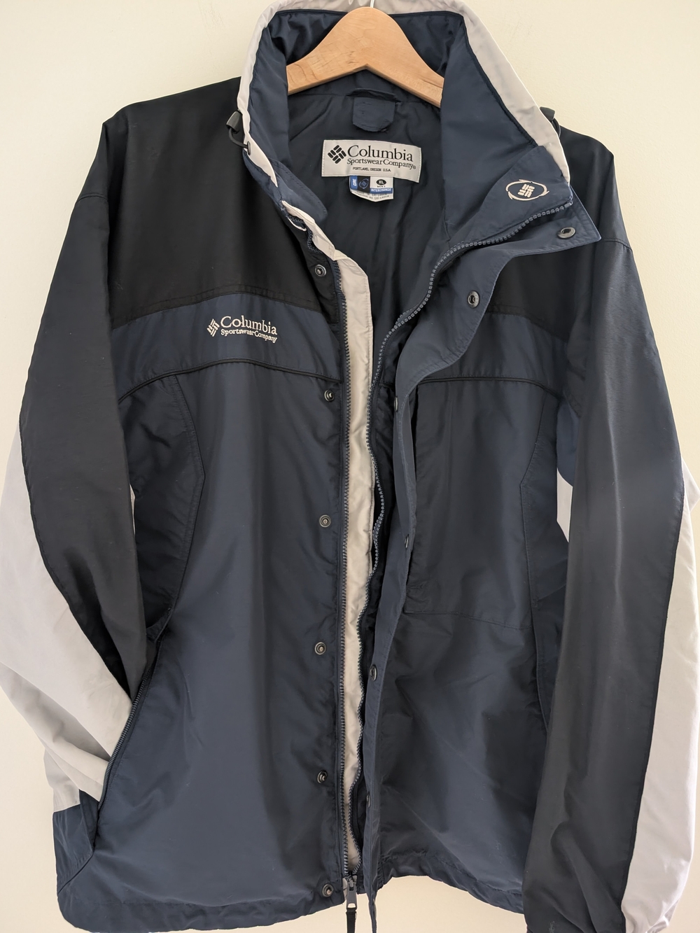 COLUMBIA Core Interchange Jacket Outer Shell Nylon Men's XL Ski Snowboard Navy